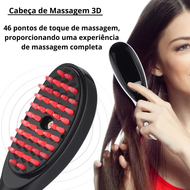 Escova Capilar 4 em 1 com LED - Crescimento, Tratamento e Massagem