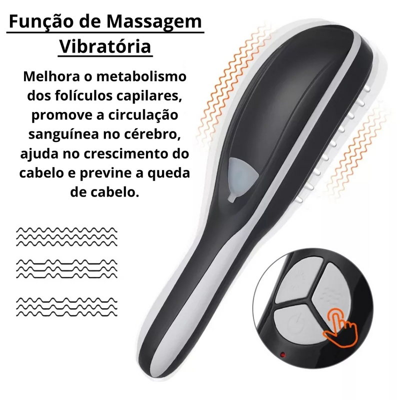 Escova Capilar 4 em 1 com LED - Crescimento, Tratamento e Massagem